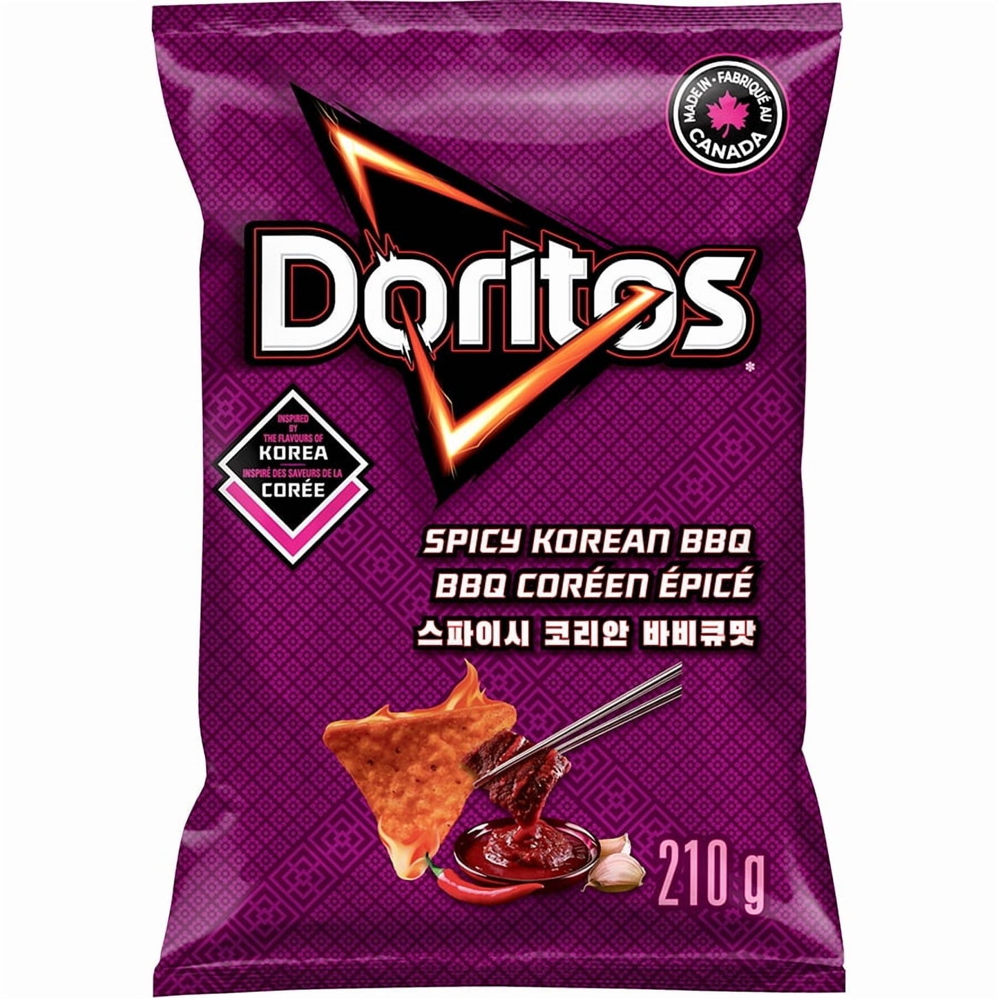 Doritos Spicy Korean BBQ Flavoured Tortilla Chips, 210 g.