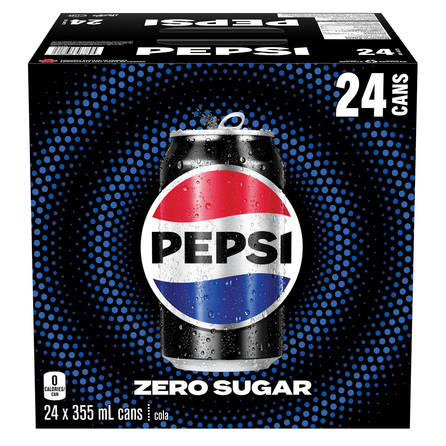 Pepsi Zero Sugar Cola 24 x 355 mL Cube, Cans, 24x355mL