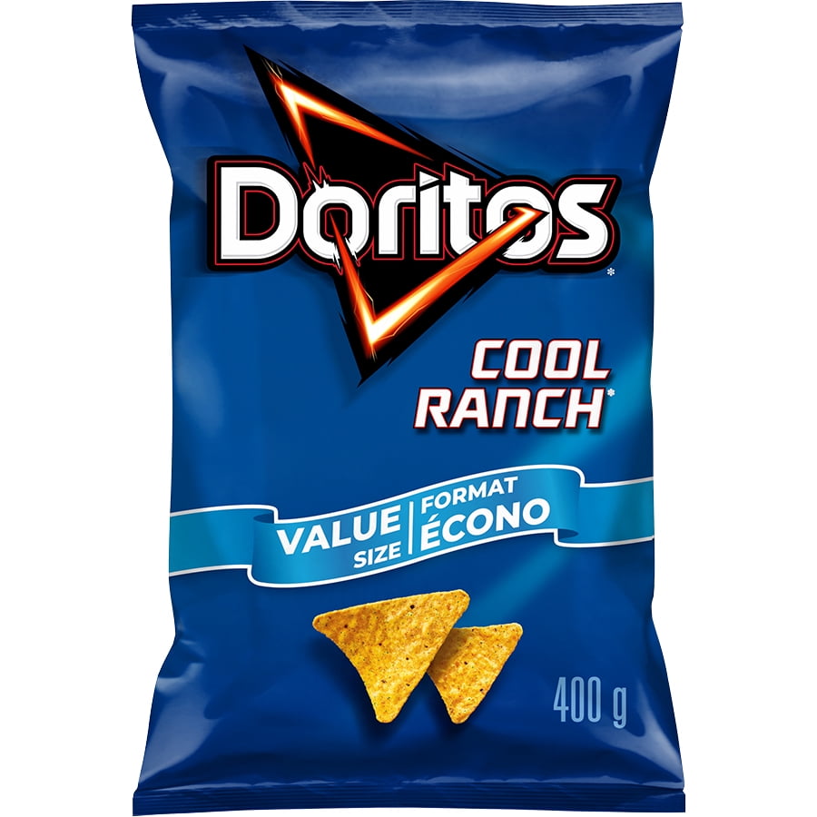 Doritos Cool Ranch Flavoured Tortilla Chips, Value Size, 400 g.