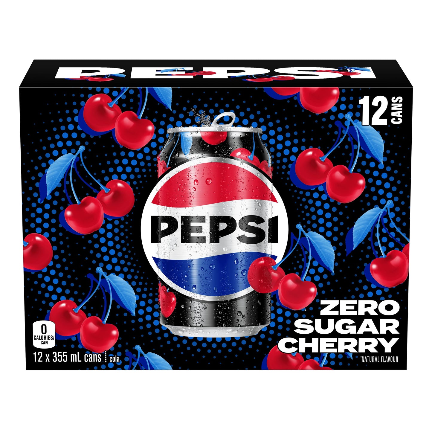 Pepsi Zero Sugar Cherry Cola 12 x 355 ml, Cans, 12 x 355 mL