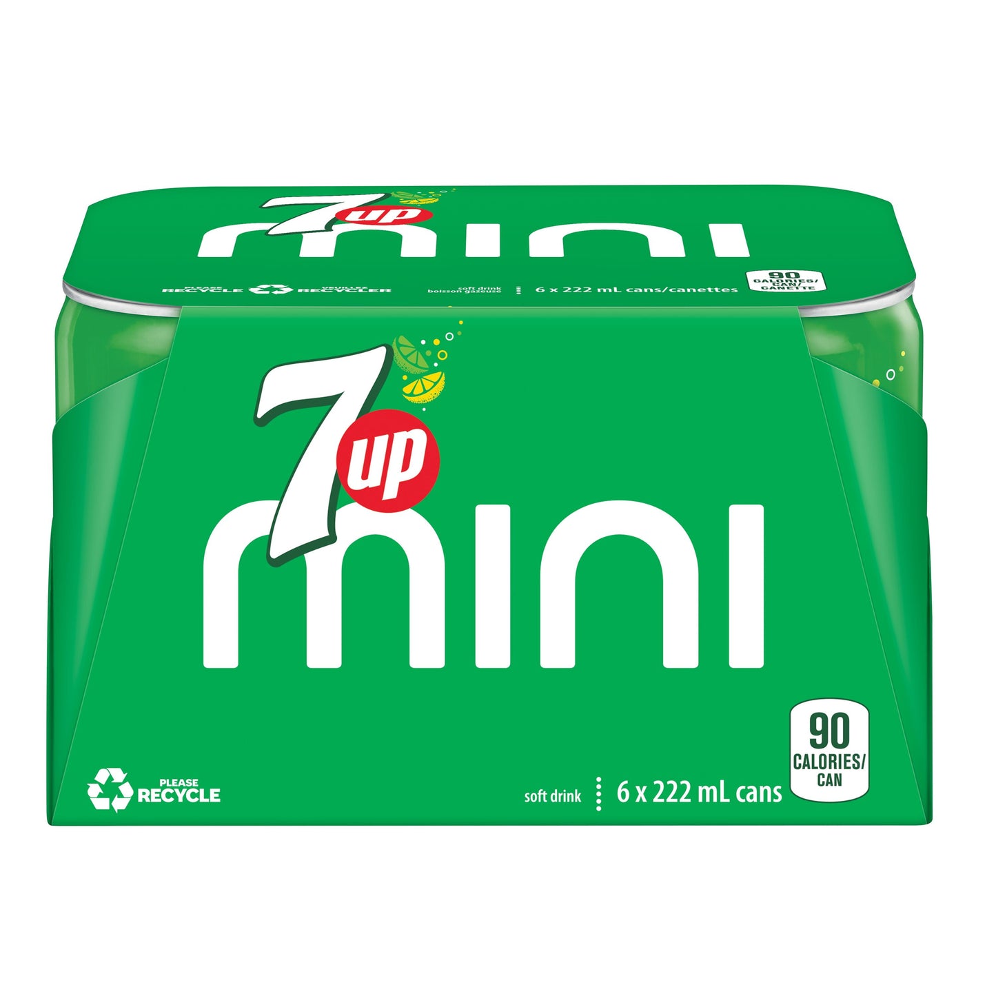 7UP Lemon Lime Soft Drink 6 x222 mL, Mini Cans, 6x222mL