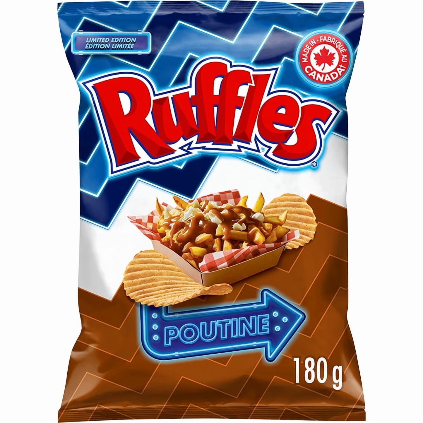 Ruffles Poutine flavoured Potato Chips, 180 g.