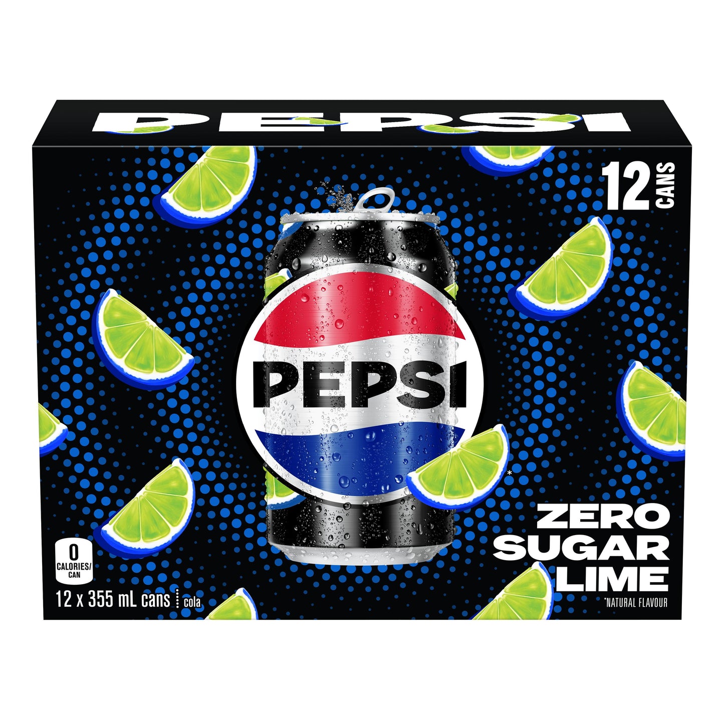 Pepsi Zero Sugar Lime Cola 12 x 355 ml, Cans, 12 x 355 mL