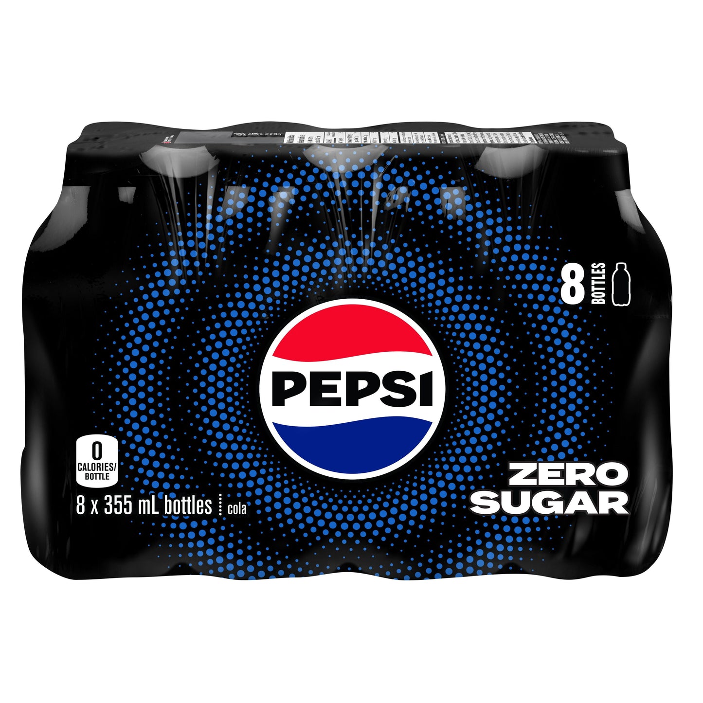 Pepsi Zero Sugar Cola 8 x 355 ml, Bottles, 8x355mL