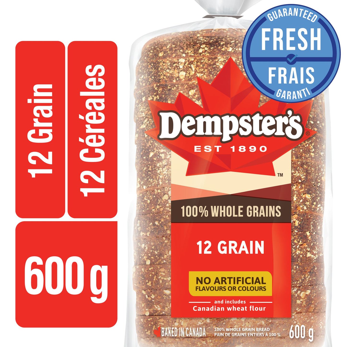 Dempster's® 100% Whole Grains 12 Grain Sliced Bread, 600 g