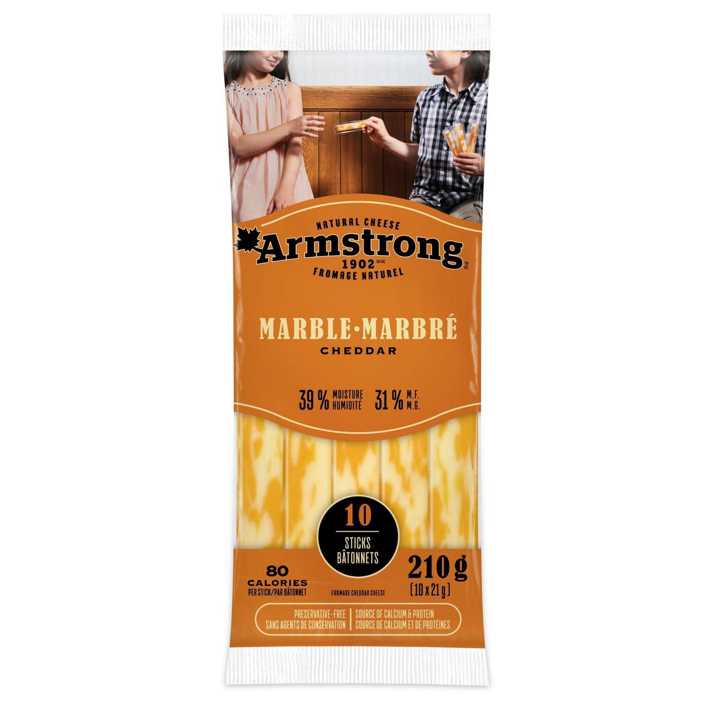 Armstrong Marble Cheddar Cheese Sticks, 210 g (10 Sticks)