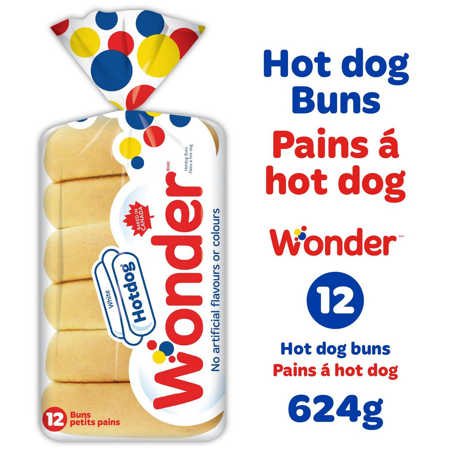 Wonder White Hotdog Buns, 624 g