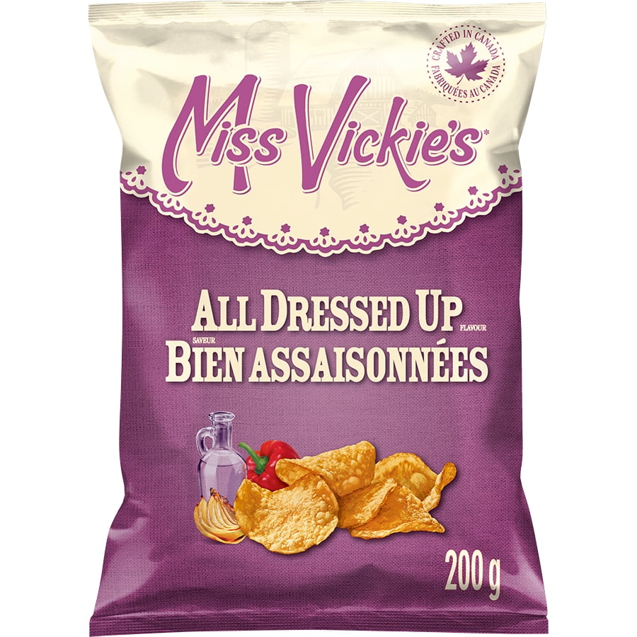 Miss Vickie's All Dressed Up flavour Kettle Cooked Potato Chips, 200 g.
