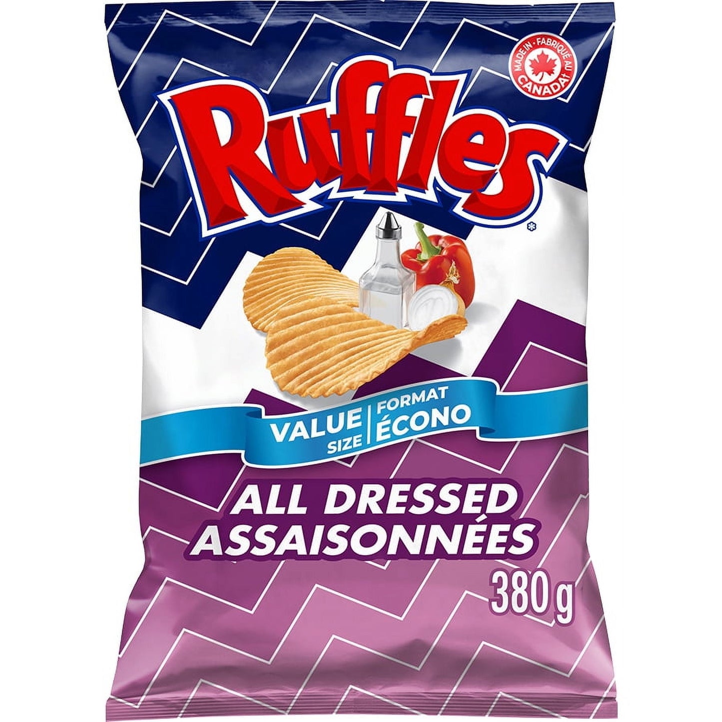 Ruffles All Dressed flavoured Potato Chips Value Size, 380 g.