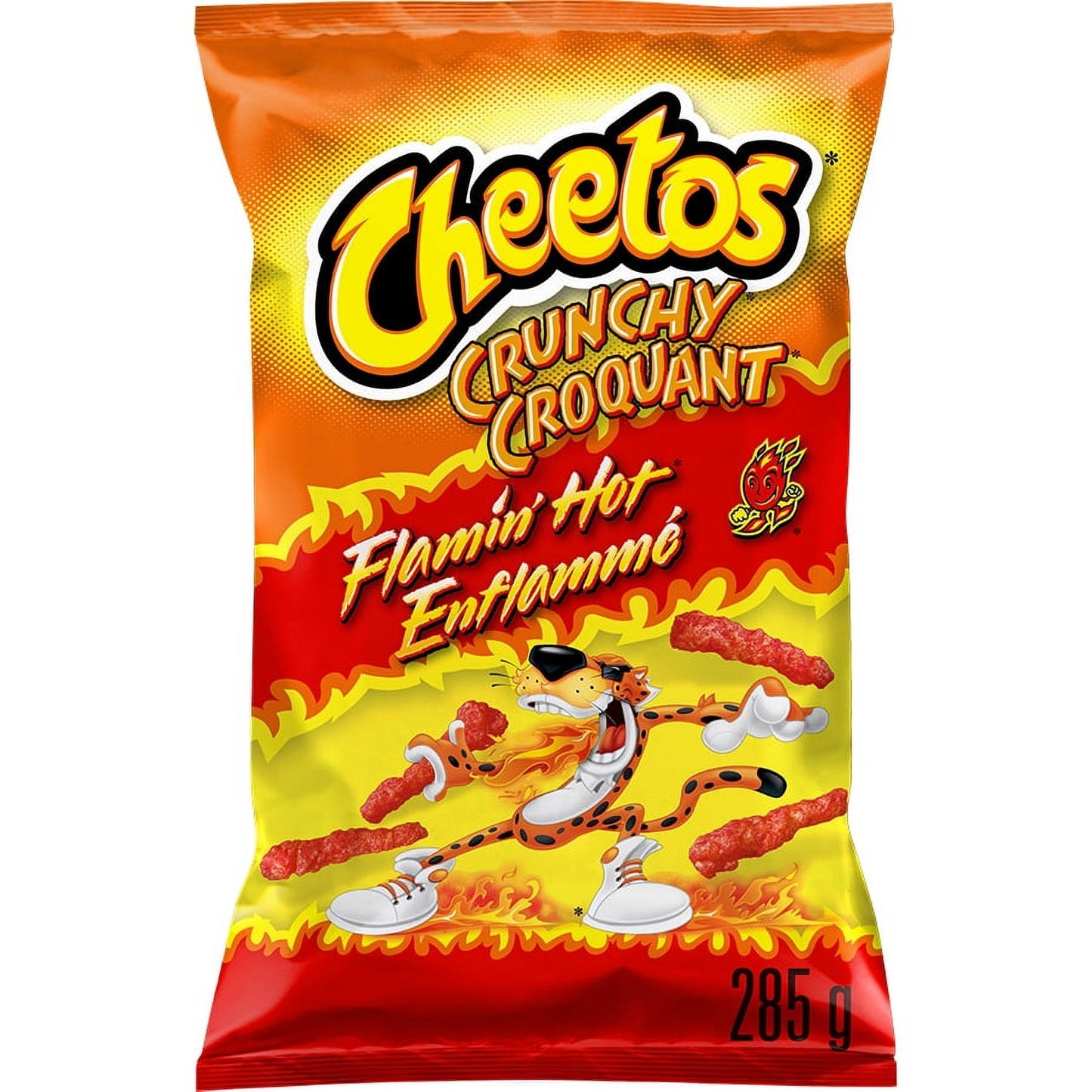 Cheetos Crunchy Flamin' Hot Cheese flavoured Snacks, 285 g.