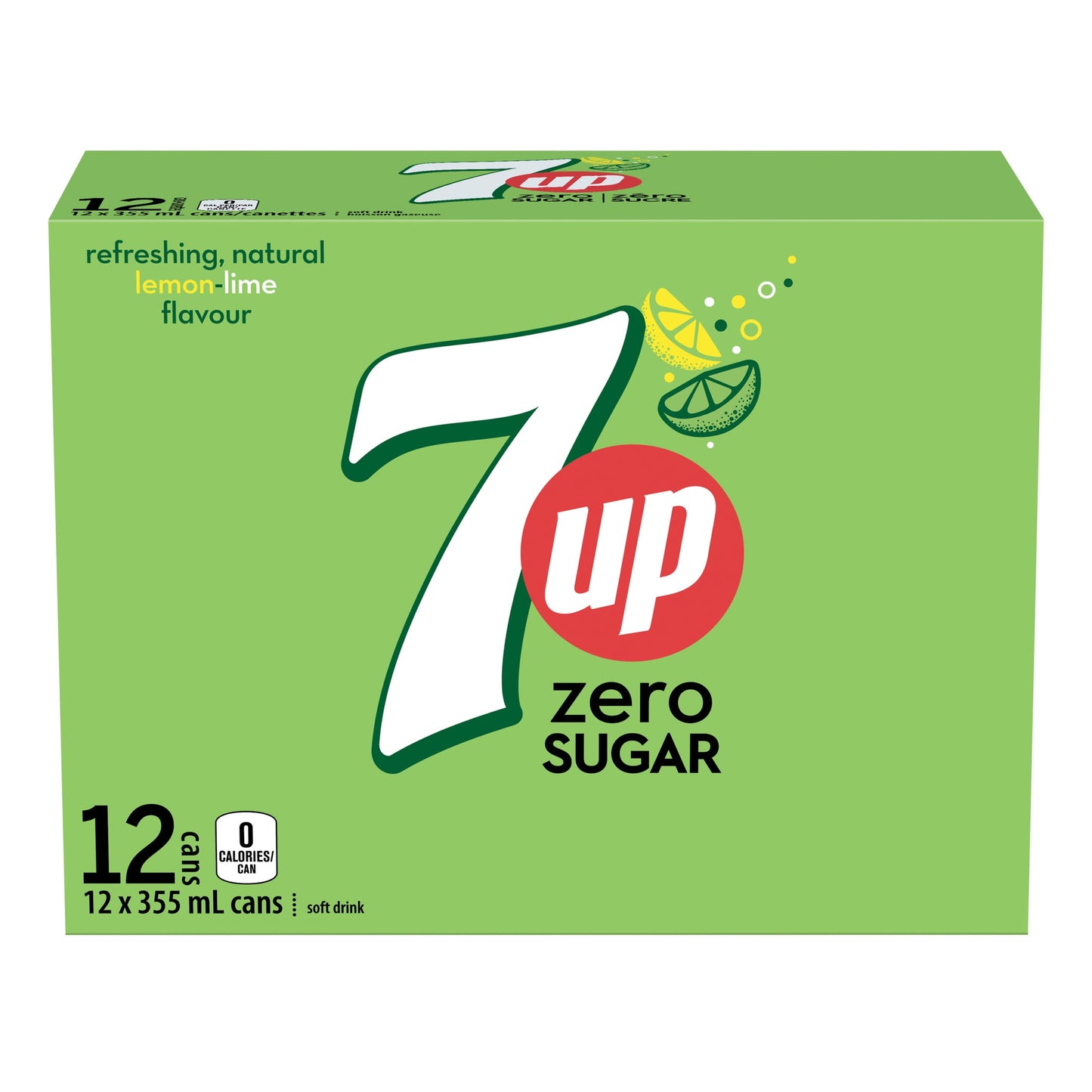 7UP Zero Lemon Lime Soft Drink 12 x 355 ml, Cans, 12x355ml