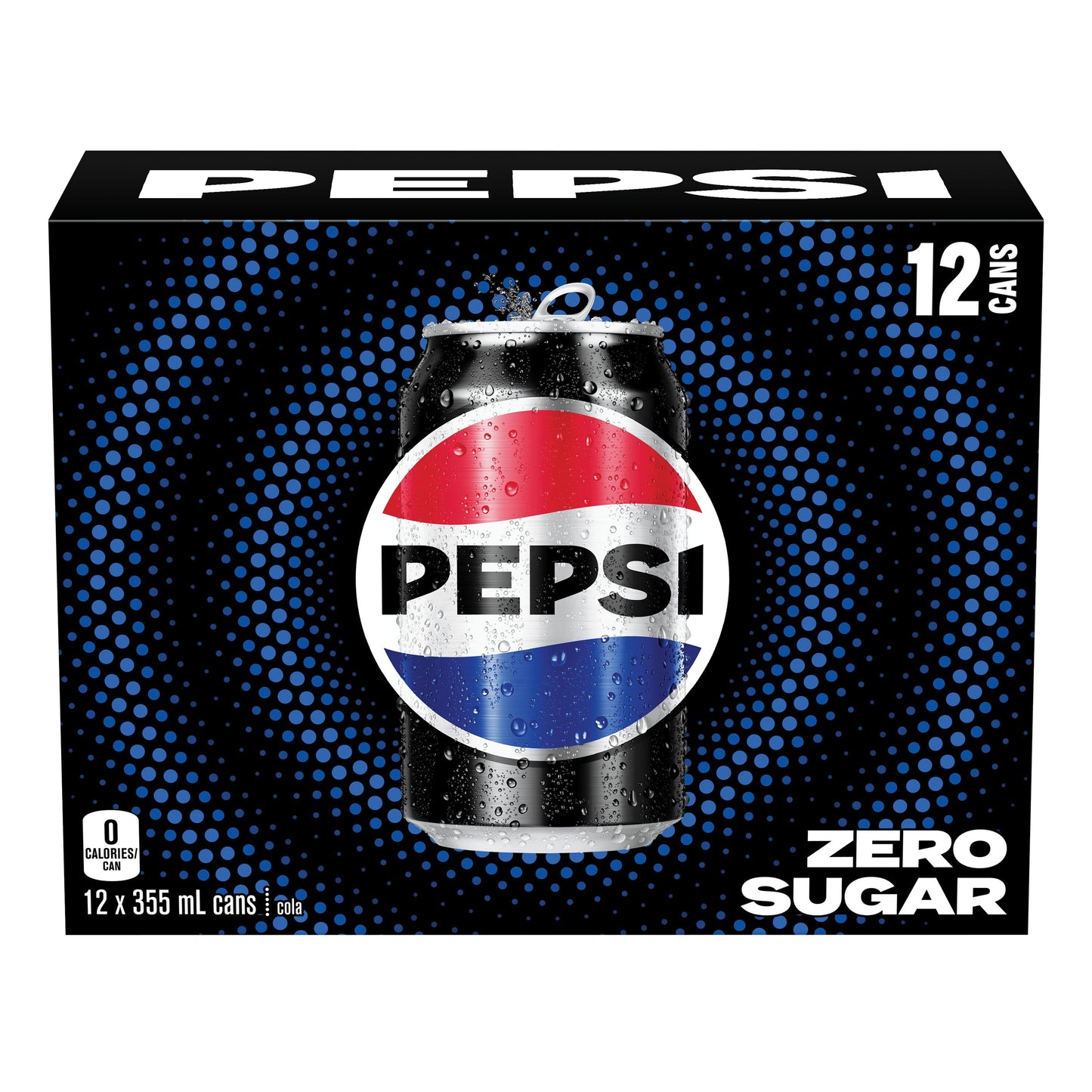 Pepsi Zero Sugar Cola 12 x 355 mL, Cans, 12x355mL