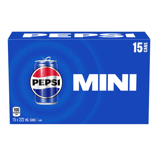 Pepsi Cola 15 x 222 ml Sleek, Mini Cans, 15x222mL