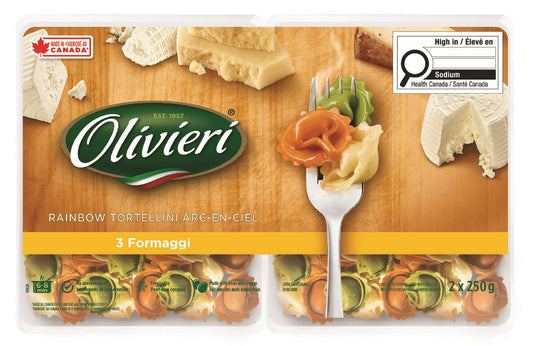 Olivieri 3 Formaggi Fresh Pasta Tortellini, 2 x 250 g