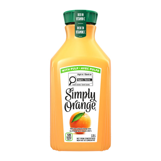 Simply Orange With Pulp Juice 100 Bottle, 2.25 Liters, Simply Orange Juice With Pulp 2.25L