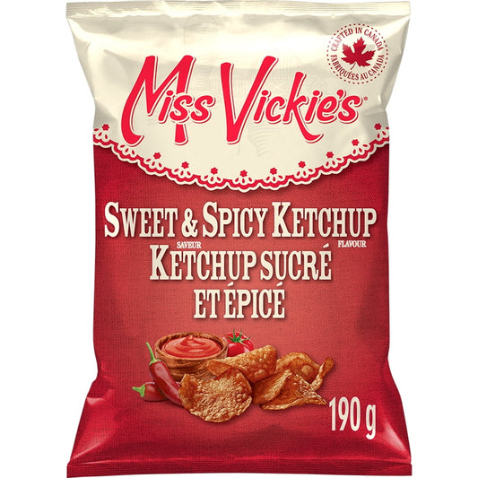 Miss Vickie's Sweet & Spicy Ketchup flavour Kettle Cooked Potato Chips, 190 g.