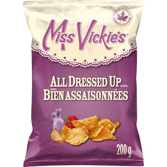 Miss Vickie's All Dressed Up flavour Kettle Cooked Potato Chips, 200 g.