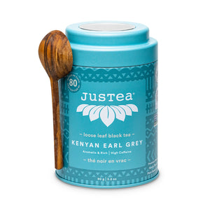 Justea Kenyan Earl Grey Loose Leaf tin + Spoon 90g
