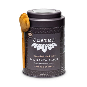 Justea Mt. Kenya Black Loose Leaf tin + Spoon 80g