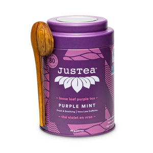 Justea Purple Mint tin + Spoon 60g
