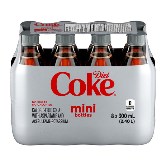 Diet Coke Bottles, 300 mL, 8 Pack, 8 x 300mL