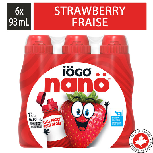 IÖGO nanö Drinkable Strawberry Yogurt 1%, 6x93ML
