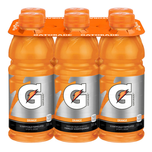 Gatorade Orange Sports Drink 6 x 591 mL, Bottles, 6x591mL