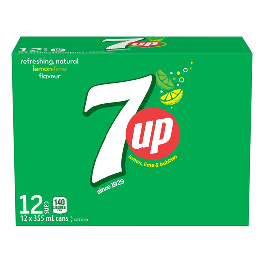 7UP Lemon Lime Soft Drink 12 x 355 mL, Cans, 12x355mL