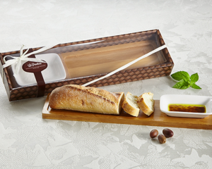 Dioliva Olive Oil and Balsamic Vinegar Dipping Dish & Bread Board - “La Panettiera”