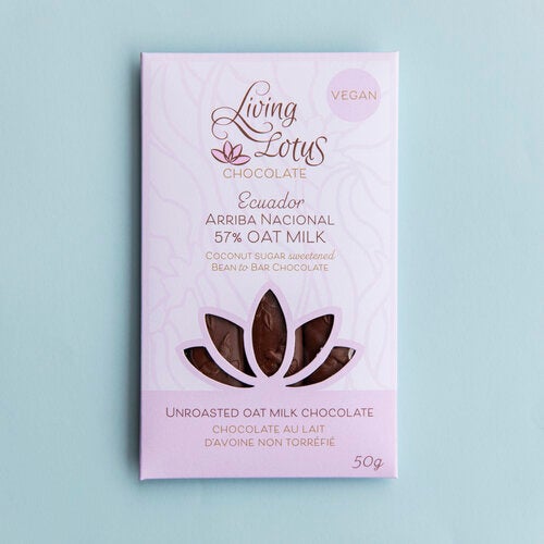 Living Lotus - UNROASTED 57% OAT MILK BEAN TO BAR CHOCOLATE - ARRIBA NACIONAL