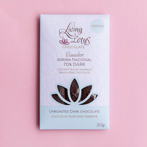 Living Lotus - UNROASTED 70% BEAN TO BAR CHOCOLATE - ARRIBA NACIONAL
